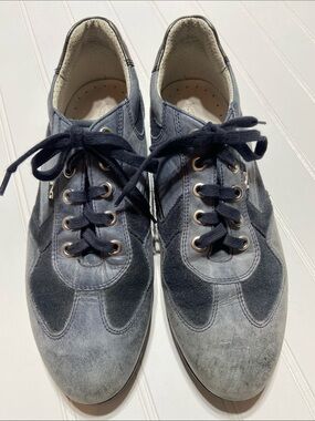 NeroGiardini Italian Leather Sneakers Womans 8 (38 Euro) Blue gray Euro-Chic